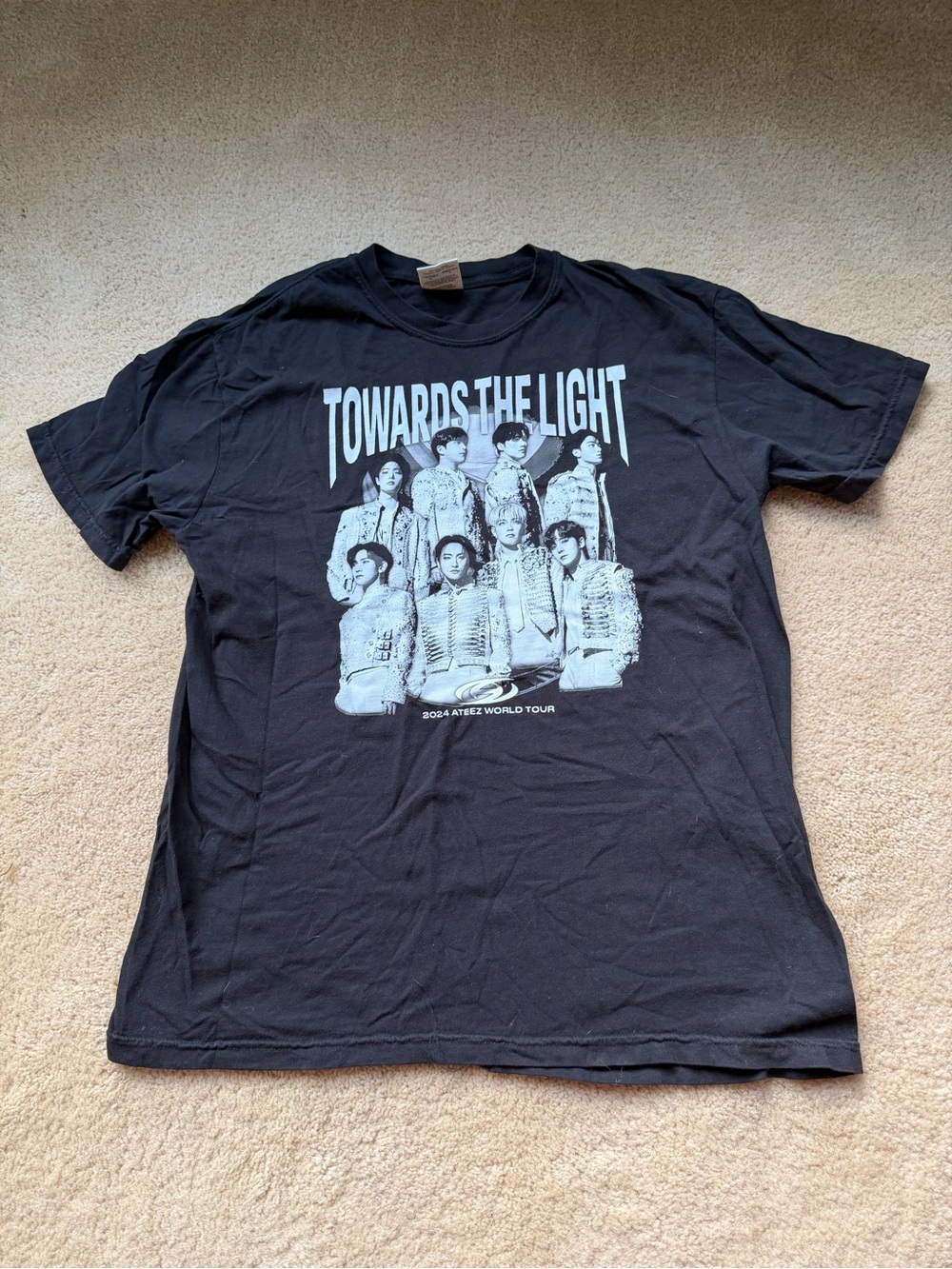 Ateez Black Towards The Light 2024 World Tour T Shirt - Adult Unisex L - VGUC